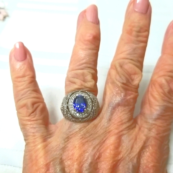 BELLA LUCE TANZANITE & DIAMOND SIMULANTS, Sz 6 in 925 SS EUC - Picture 5 of 6